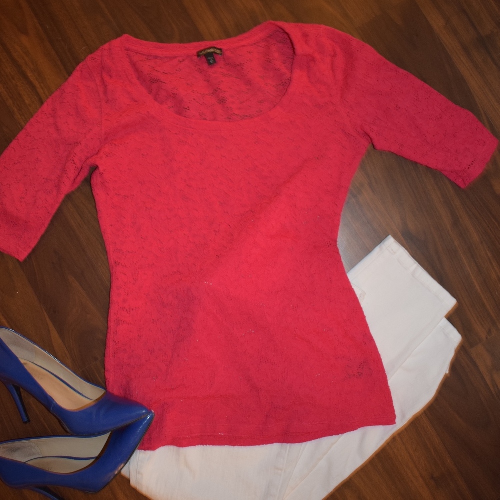Express - Pink 3/4 Sleeve Top